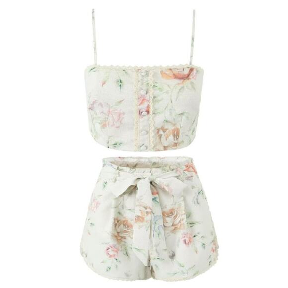 Caroline Constas Floral Linen Shorts & Top Set Size Small Retail $400 - Picture 16 of 16